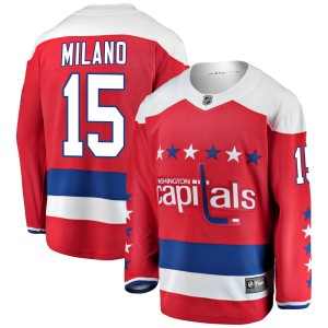Washington Capitals Sonny Milano Official Red Fanatics Branded Breakaway Youth Alternate NHL Hockey Jersey