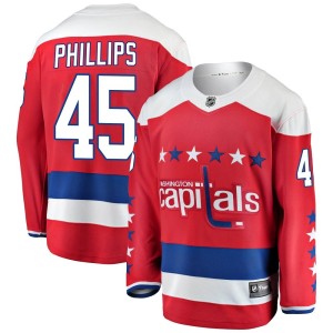 Washington Capitals Matthew Phillips Official Red Fanatics Branded Breakaway Youth Alternate NHL Hockey Jersey