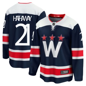 Washington Capitals Garnet Hathaway Official Navy Fanatics Branded Premier Adult zied Breakaway 2020/21 Alternate NHL Hockey Jersey