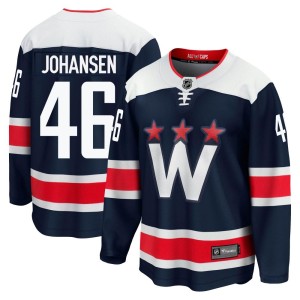 Washington Capitals Lucas Johansen Official Navy Fanatics Branded Premier Adult zied Breakaway 2020/21 Alternate NHL Hockey Jersey