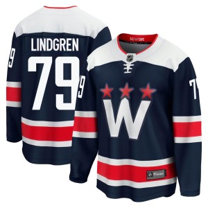 Washington Capitals Charlie Lindgren Official Navy Fanatics Branded Premier Adult zied Breakaway 2020/21 Alternate NHL Hockey Jersey