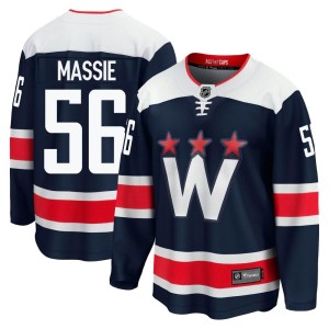 Washington Capitals Jake Massie Official Navy Fanatics Branded Premier Adult zied Breakaway 2020/21 Alternate NHL Hockey Jersey