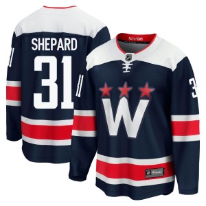 Washington Capitals Hunter Shepard Official Navy Fanatics Branded Premier Adult zied Breakaway 2020/21 Alternate NHL Hockey Jersey