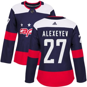 Washington Capitals Alexander Alexeyev Official Navy Blue Adidas Authentic Women's 2018 Stadium Series NHL Hockey Jersey
