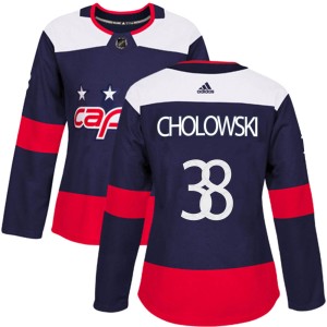 Washington Capitals Dennis Cholowski Official Navy Blue Adidas Authentic Women's 2018 Stadium Series NHL Hockey Jersey
