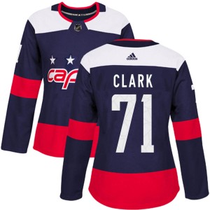 Washington Capitals Kody Clark Official Navy Blue Adidas Authentic Women's 2018 Stadium Series NHL Hockey Jersey