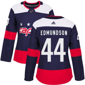 Washington Capitals Joel Edmundson Official Navy Blue Adidas Authentic Women's 2018 Stadium Series NHL Hockey Jersey
