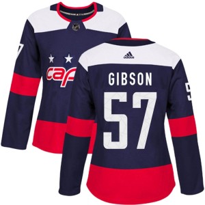 Washington Capitals Mitchell Gibson Official Navy Blue Adidas Authentic Women's 2018 Stadium Series NHL Hockey Jersey