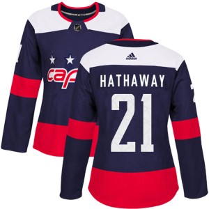 Washington Capitals Garnet Hathaway Official Navy Blue Adidas Authentic Women's 2018 Stadium Series NHL Hockey Jersey