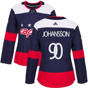 Washington Capitals Marcus Johansson Official Navy Blue Adidas Authentic Women's 2018 Stadium Series NHL Hockey Jersey