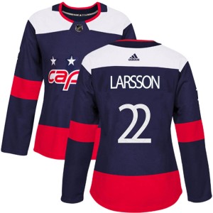 Washington Capitals Johan Larsson Official Navy Blue Adidas Authentic Women's 2018 Stadium Series NHL Hockey Jersey