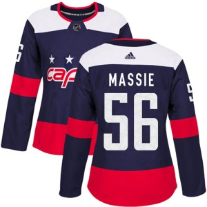 Washington Capitals Jake Massie Official Navy Blue Adidas Authentic Women's 2018 Stadium Series NHL Hockey Jersey