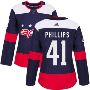 Washington Capitals Matthew Phillips Official Navy Blue Adidas Authentic Women's 2018 Stadium Series NHL Hockey Jersey