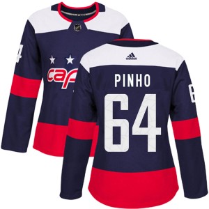 Washington Capitals Brian Pinho Official Navy Blue Adidas Authentic Women's ized 2018 Stadium Series NHL Hockey Jersey