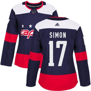 Washington Capitals Chris Simon Official Navy Blue Adidas Authentic Women's 2018 Stadium Series NHL Hockey Jersey