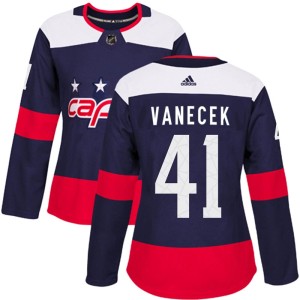 Washington Capitals Vitek Vanecek Official Navy Blue Adidas Authentic Women's 2018 Stadium Series NHL Hockey Jersey