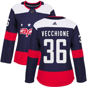 Washington Capitals Mike Vecchione Official Navy Blue Adidas Authentic Women's 2018 Stadium Series NHL Hockey Jersey