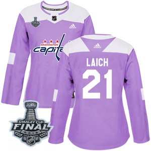 Washington Capitals Brooks Laich Official Purple Adidas Authentic Women's Fights Cancer Practice 2018 Stanley Cup Final Patch NHL Hockey Jersey