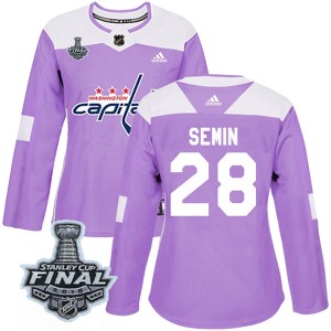 Washington Capitals Alexander Semin Official Purple Adidas Authentic Women's Fights Cancer Practice 2018 Stanley Cup Final Patch