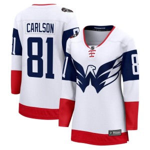 Washington Capitals Adam Carlson Official White Fanatics Branded Breakaway Women's 2023 Stadium Series NHL Hockey Jersey