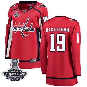 Washington Capitals Nicklas Backstrom Official Red Fanatics Branded Breakaway Women's Home 2018 Stanley Cup Champions Patch NHL 