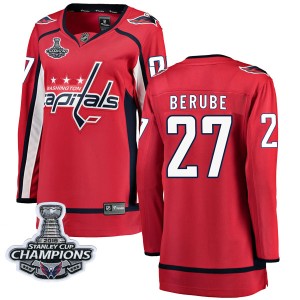 Washington Capitals Craig Berube Official Red Fanatics Branded Breakaway Women's Home 2018 Stanley Cup Champions Patch NHL Hocke