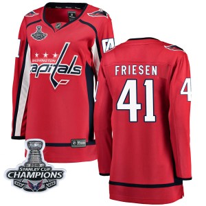 Washington Capitals Jeff Friesen Official Red Fanatics Branded Breakaway Women's Home 2018 Stanley Cup Champions Patch NHL Hocke