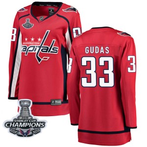 Washington Capitals Radko Gudas Official Red Fanatics Branded Breakaway Women's Home 2018 Stanley Cup Champions Patch NHL Hockey