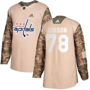 Washington Capitals Mitchell Gibson Official Camo Adidas Authentic Adult Veterans Day Practice NHL Hockey Jersey