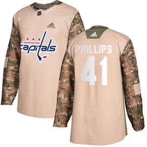 Washington Capitals Matthew Phillips Official Camo Adidas Authentic Adult Veterans Day Practice NHL Hockey Jersey