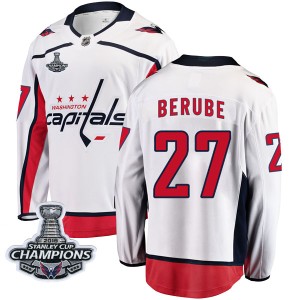 Washington Capitals Craig Berube Official White Fanatics Branded Breakaway Youth Away 2018 Stanley Cup Champions Patch NHL Hockey Jersey