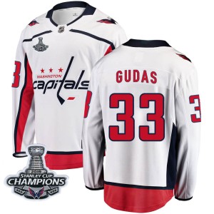 Washington Capitals Radko Gudas Official White Fanatics Branded Breakaway Youth Away 2018 Stanley Cup Champions Patch NHL Hockey