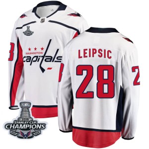 Washington Capitals Brendan Leipsic Official White Fanatics Branded Breakaway Youth Away 2018 Stanley Cup Champions Patch NHL Ho