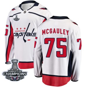 Washington Capitals Tim McGauley Official White Fanatics Branded Breakaway Youth Away 2018 Stanley Cup Champions Patch NHL Hocke