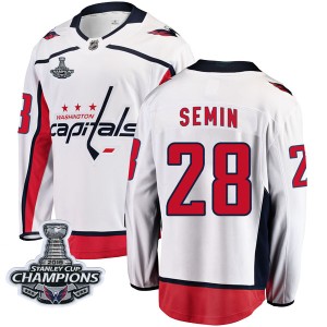 Washington Capitals Alexander Semin Official White Fanatics Branded Breakaway Youth Away 2018 Stanley Cup Champions Patch NHL Ho