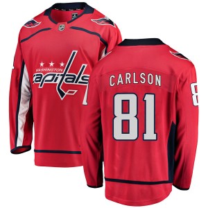 Washington Capitals Adam Carlson Official Red Fanatics Branded Breakaway Adult Home NHL Hockey Jersey