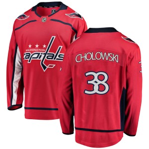 Washington Capitals Dennis Cholowski Official Red Fanatics Branded Breakaway Adult Home NHL Hockey Jersey