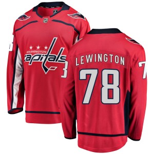 Washington Capitals Tyler Lewington Official Red Fanatics Branded Breakaway Adult ized Home NHL Hockey Jersey