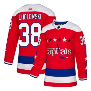Washington Capitals Dennis Cholowski Official Red Adidas Authentic Youth Alternate NHL Hockey Jersey
