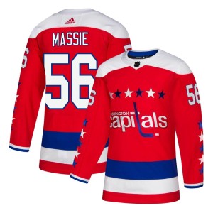 Washington Capitals Jake Massie Official Red Adidas Authentic Youth Alternate NHL Hockey Jersey