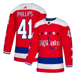 Washington Capitals Matthew Phillips Official Red Adidas Authentic Youth Alternate NHL Hockey Jersey