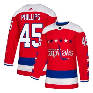 Washington Capitals Matthew Phillips Official Red Adidas Authentic Youth Alternate NHL Hockey Jersey