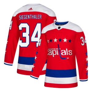 Washington Capitals Jonas Siegenthaler Official Red Adidas Authentic Youth Alternate NHL Hockey Jersey