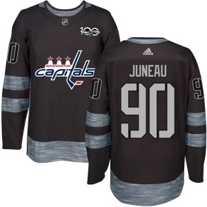 Washington Capitals Joe Juneau Official Black Authentic Youth 1917-2017 100th Anniversary NHL Hockey Jersey