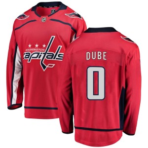 Washington Capitals Pierrick Dube Official Red Fanatics Branded Breakaway Youth Home NHL Hockey Jersey