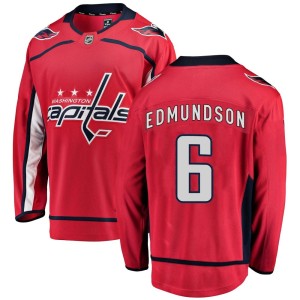 Washington Capitals Joel Edmundson Official Red Fanatics Branded Breakaway Youth Home NHL Hockey Jersey