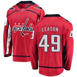 Washington Capitals Brett Leason Official Red Fanatics Branded Breakaway Youth Home NHL Hockey Jersey