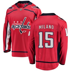 Washington Capitals Sonny Milano Official Red Fanatics Branded Breakaway Youth Home NHL Hockey Jersey