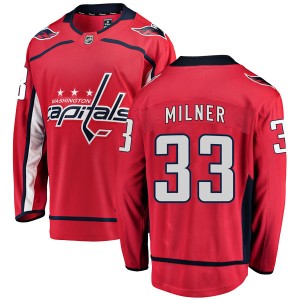 Washington Capitals Parker Milner Official Red Fanatics Branded Breakaway Youth Home NHL Hockey Jersey