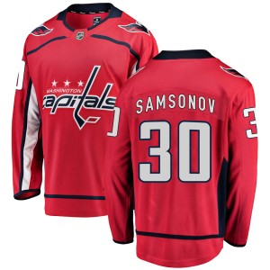 Washington Capitals Ilya Samsonov Official Red Fanatics Branded Breakaway Youth Home NHL Hockey Jersey